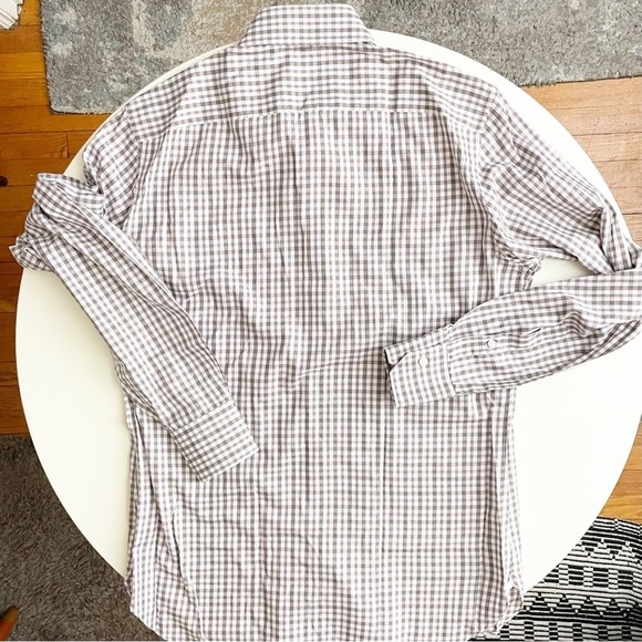 Ermenegildo Zenga Lightweight Cotton Check Button Down Shirt Neck 15.5 - Picture 7 of 10